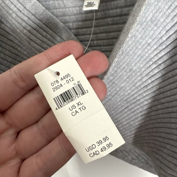 Aerie Women XL Gray Ribbed Knit Wool Blend Crop Cross Front Sweater Tank Top NWT - Picture 7 of 10